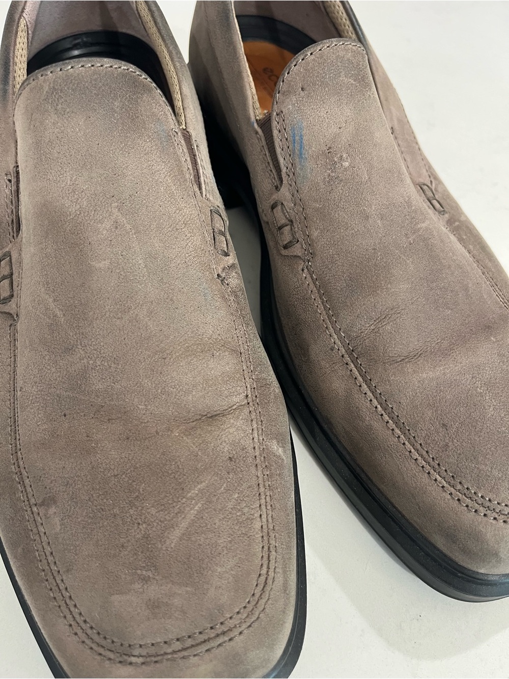 Ecco Men's Taupe Suede Slip-On Loafers